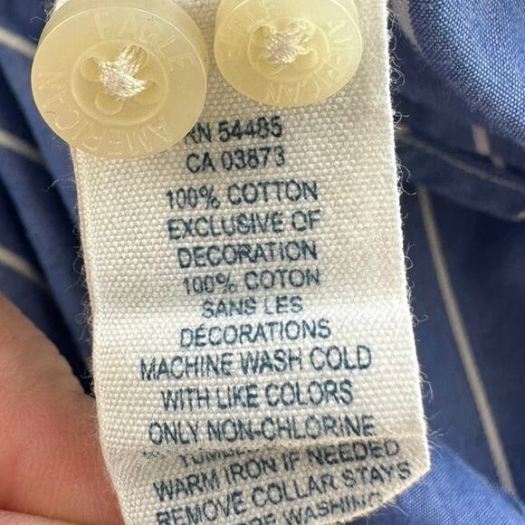 American Eagle Vintage Fit Blue Stripe Button Down Shirt XXL - Picture 3 of 5